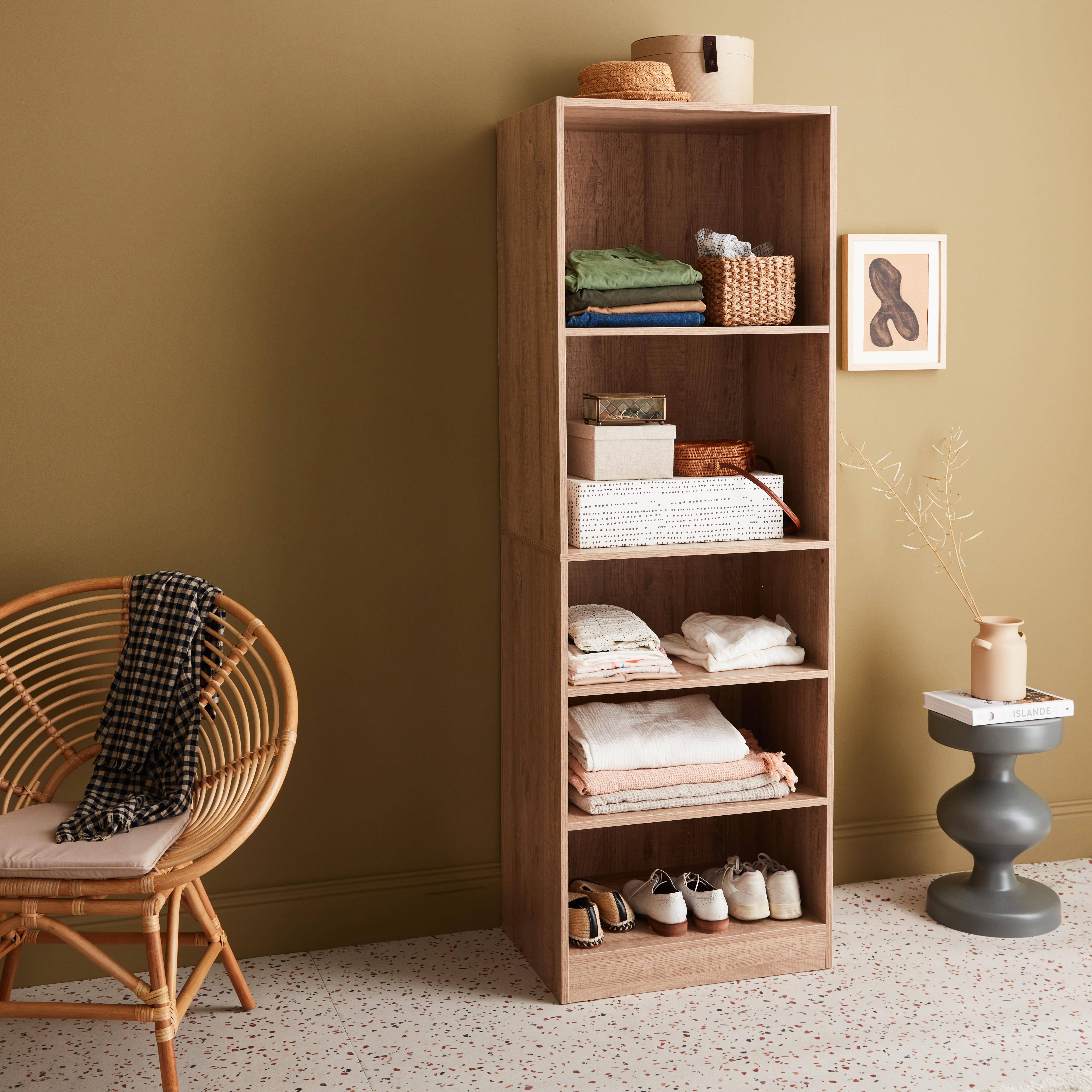 Modular open wardrobe shelf unit, 60x45x180cm, Modulo, 5 shelves, Natural,sweeek,Photo2
