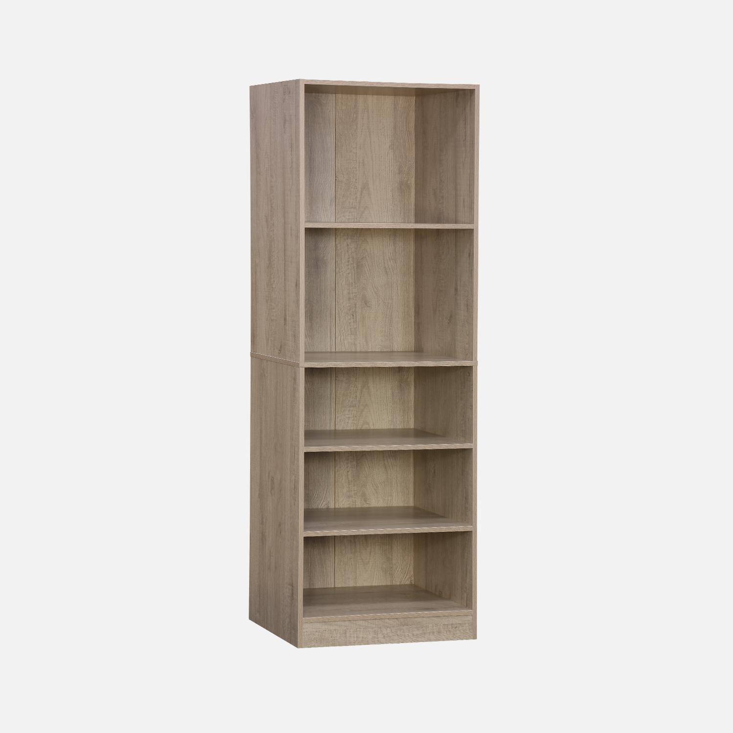 Modular open wardrobe shelf unit, 60x45x180cm, Modulo, 5 shelves, Natural Photo3