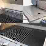 Barbecue gaz inox 17kW - Richelieu noir - Barbecue 5 brûleurs dont 1 feu latéral, côté grill et côté plancha Photo8