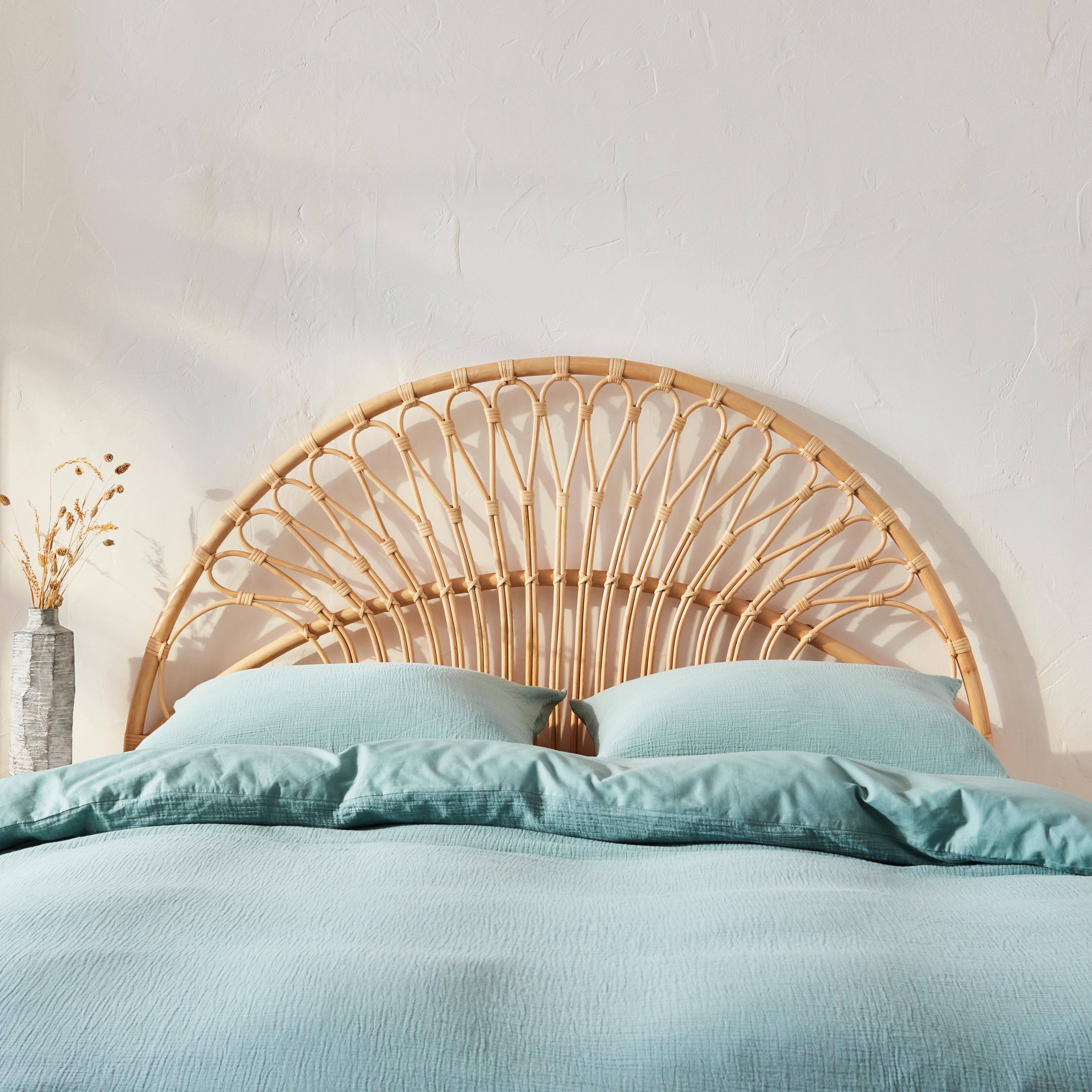 Kopfteil aus Rattan Natur passend für Betten mit einer Breite von 140 cm, L 140 x T 3 x H 115 cm Photo2