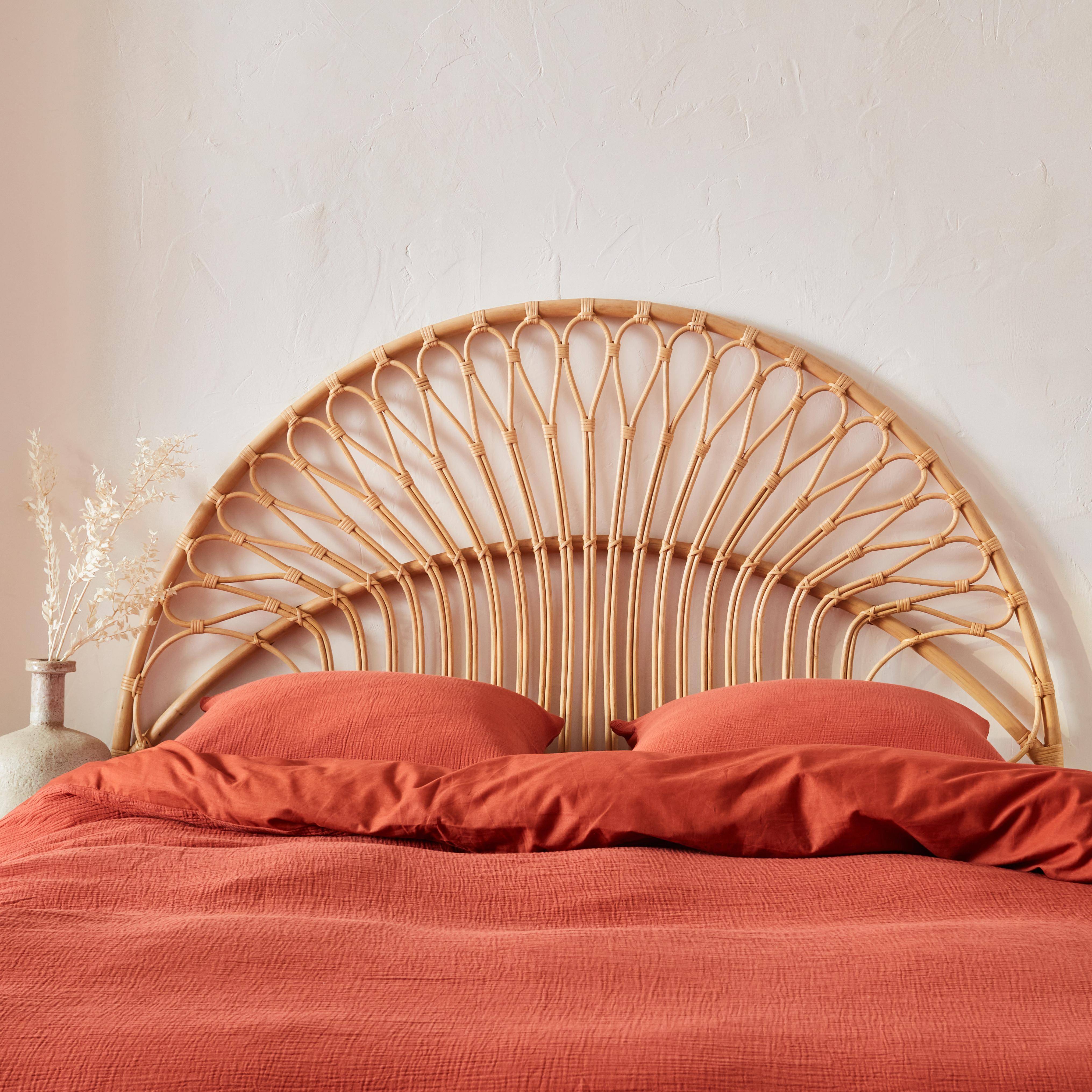 Tête de lit en rotin naturel compatible avec les lits d'une largeur de 160cm, L 160 x P3 x H130cm Photo2