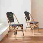 Lot de 2 chaises empilables bistrot en rotin et polyrotin noir et blanc, L 48 x P 58 x H 90cm Photo1