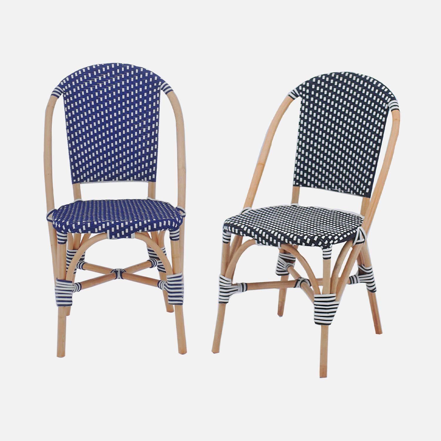 Lot de 2 chaises empilables bistrot en rotin et polyrotin noir et blanc, L 48 x P 58 x H 90cm,sweeek,Photo5
