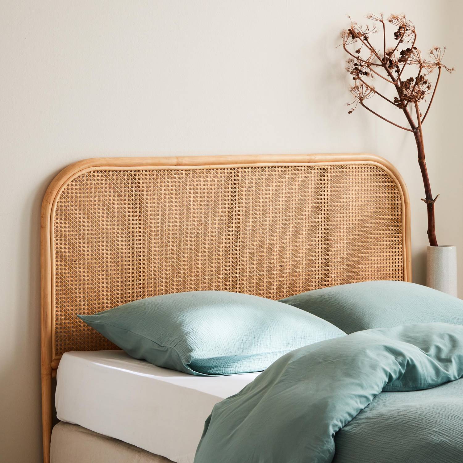 Kopfteil aus Rattan und Rohrgeflecht Natur passend für Betten mit einer Breite von 140 cm Photo1