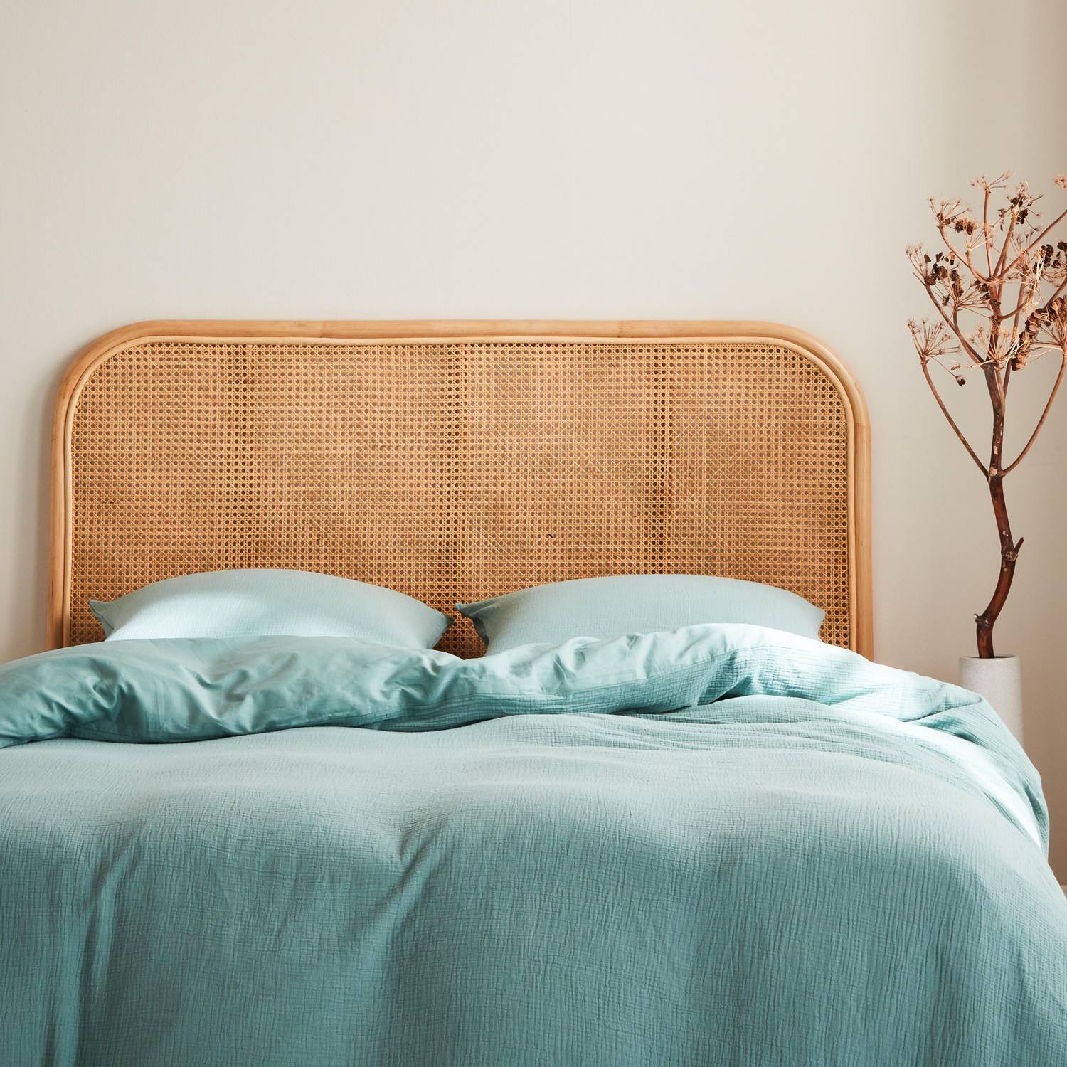 Kopfteil aus Rattan und Rohrgeflecht Natur passend für Betten mit einer Breite von 140 cm Photo2