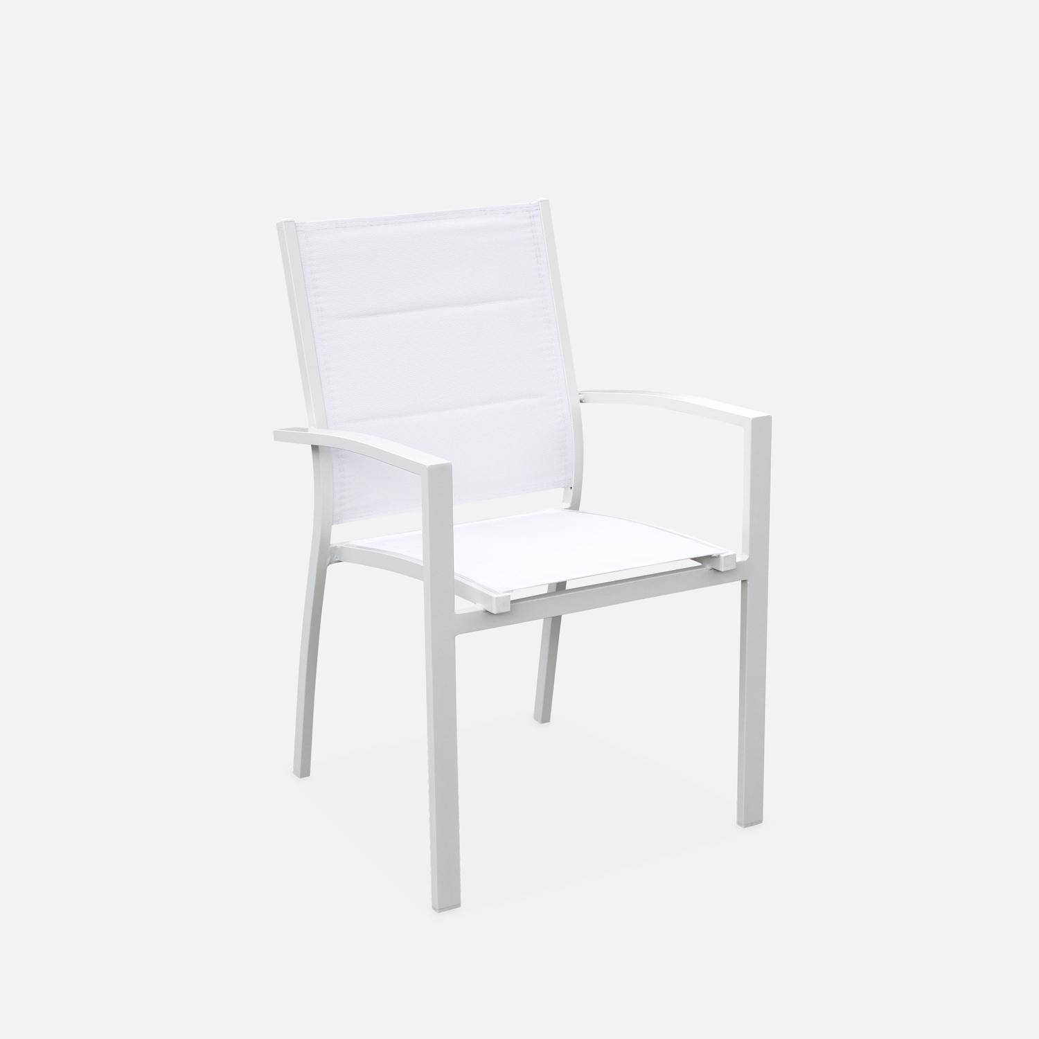 Chicago set, 1 tuintafel met verlengstuk, 8 stoelen uit aluminium en textileen Photo6