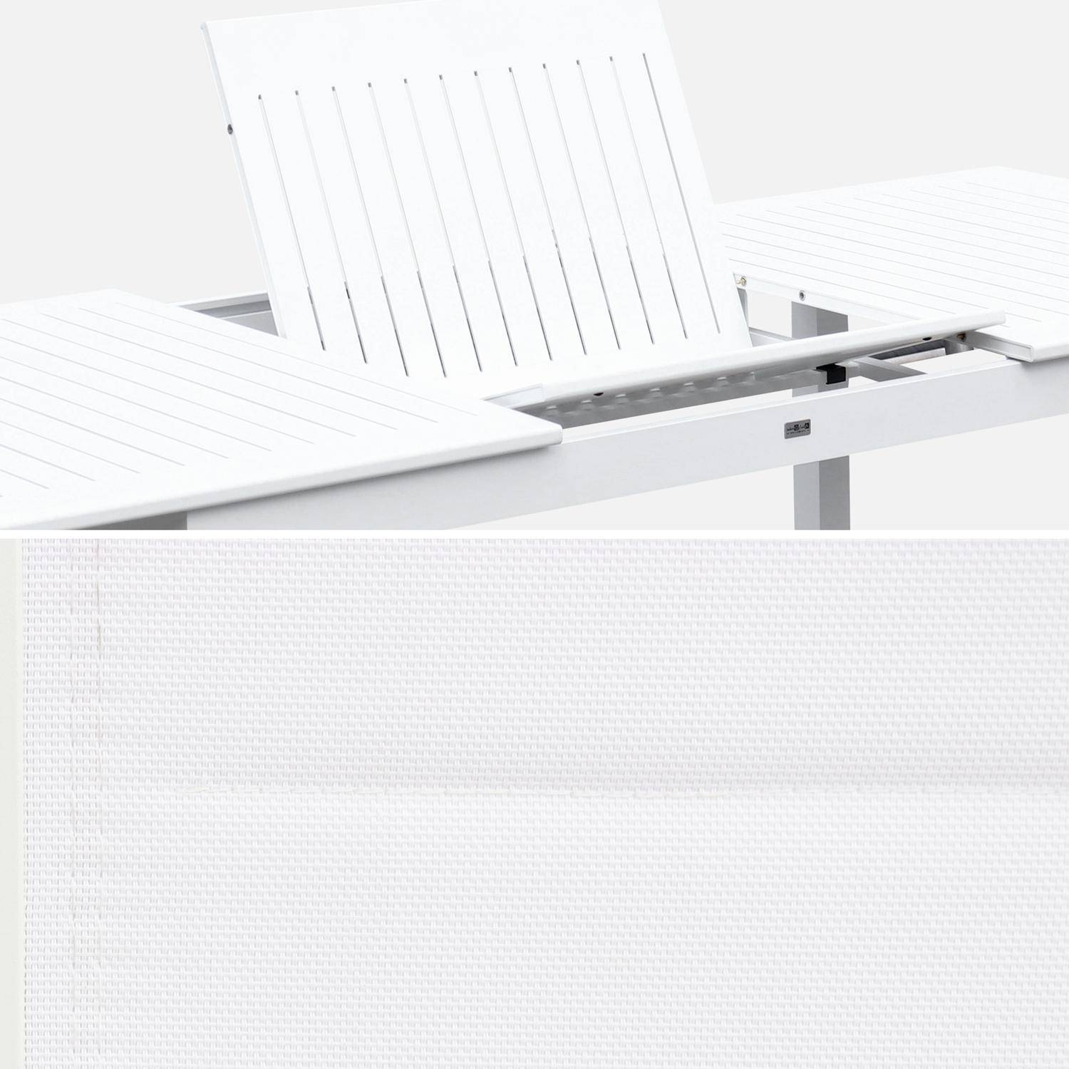 Gartengarnitur - Chicago Weiß / Weiß- Ausziehbarer Tisch175/245 cm mit Verlängerung und 8 Sitzen aus Textilene Photo10