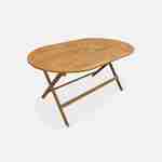 Mesa de jardim dobrável de 150 cm em madeira de acácia pré-oleada, forma oval com 6 cadeiras dobráveis Photo4