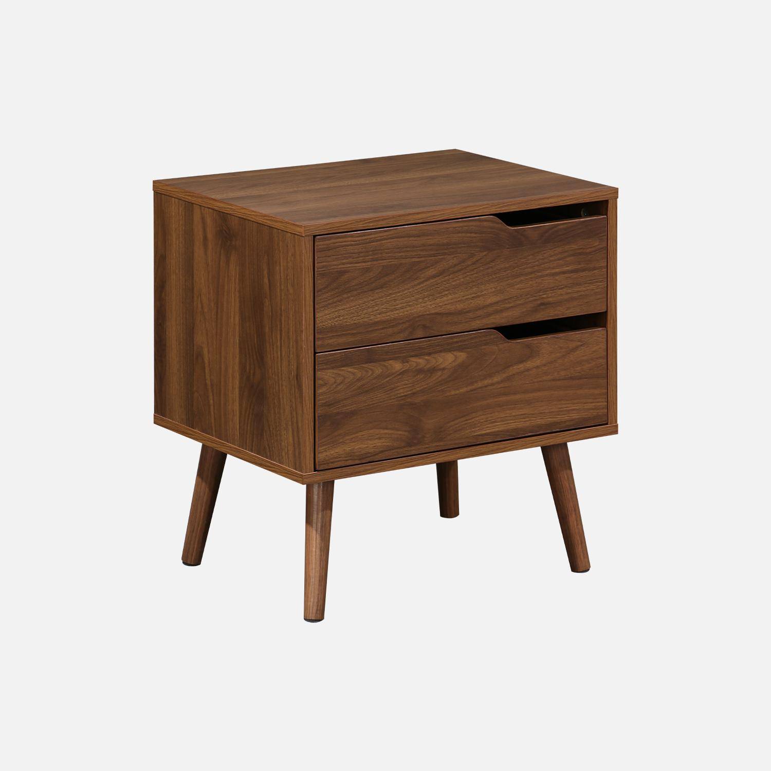 HEYZOEY Nachtkastje, modern nachtkastje, bijzettafel met eiken lade, walnoot nachtkastje houten bijzettafel voor woonkamer, slaapkamer, kantoor