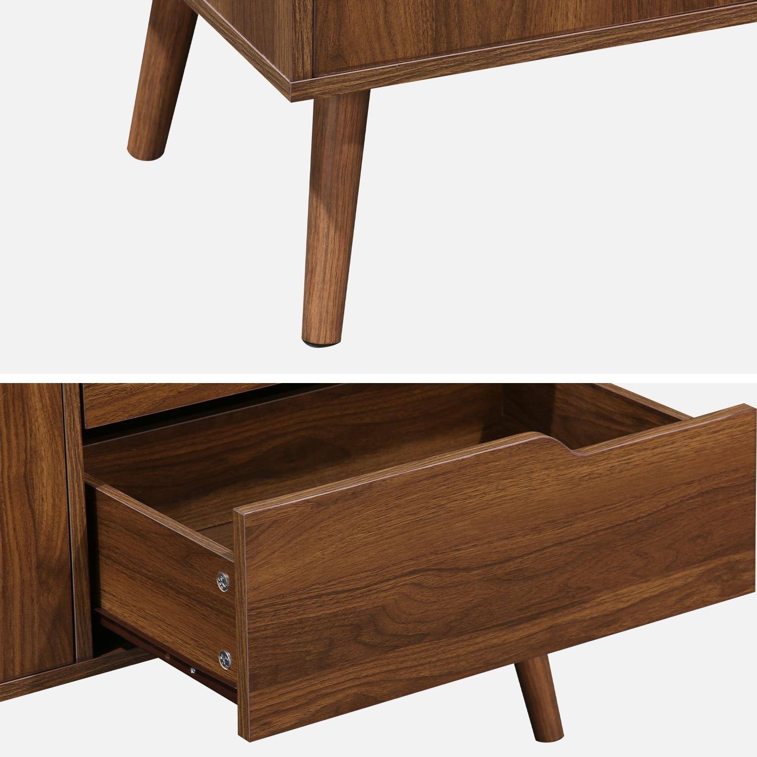 Skandinavische Anrichte, 2 Türen, 3 Schubladen, Nussbaumdekor, 160cm Photo6