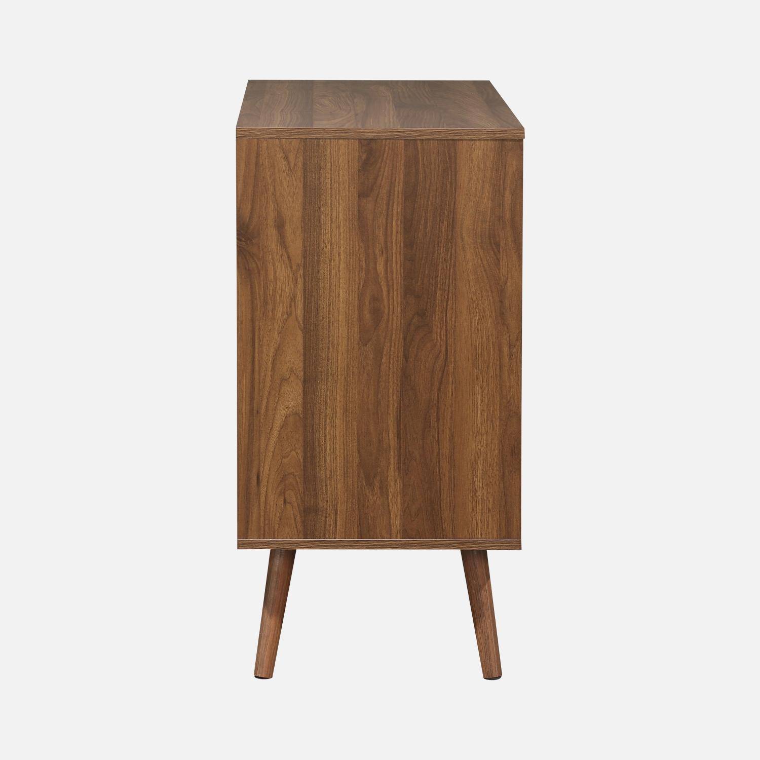 Commode décor bois de noyer, 3 tiroirs, pieds en pin massif Photo5