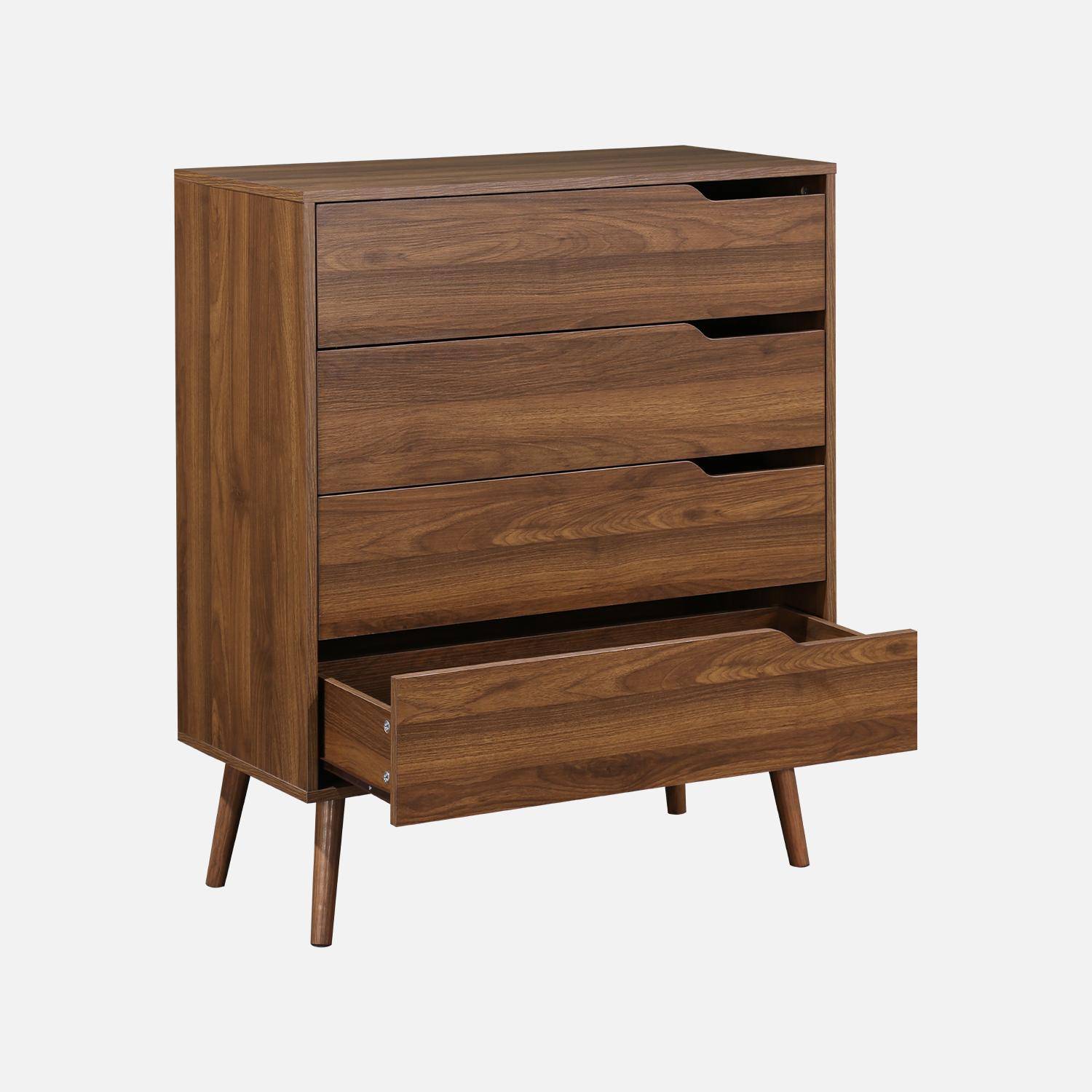 Walnut wood-effect 4-drawer chest, 80x40x99cm, Nepal, 4 drawers Photo5