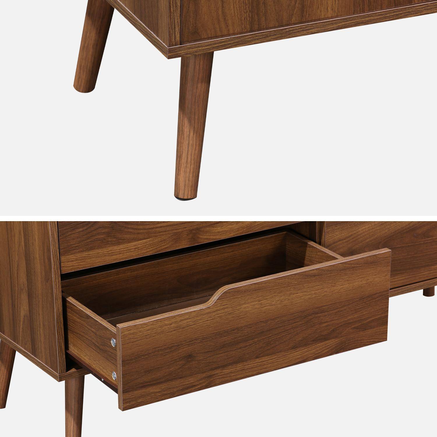 Walnut wood-effect 6-drawer chest, 120x40x80cm, Nepal, 6 drawers,sweeek,Photo6