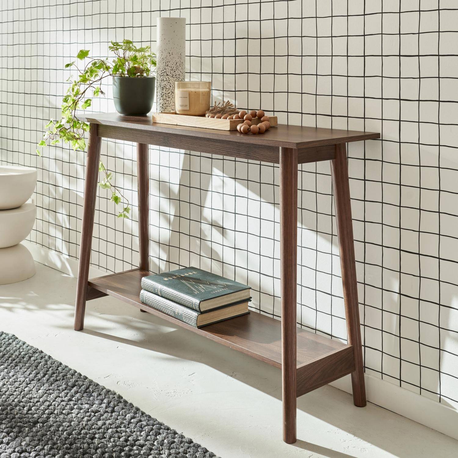 Skandinavische Konsole Nussbaumdekor, 1 Regalbrett - Nepal Photo2