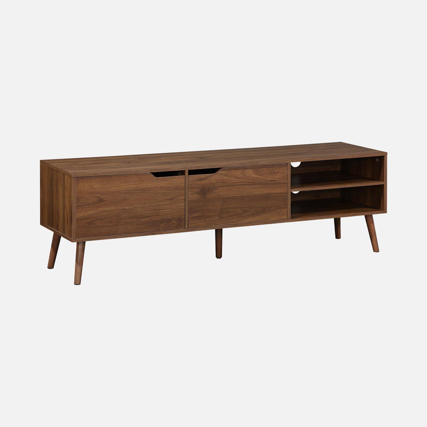 TV-meubel, walnoot houtdecor, 2 deuren, 1 plank, 160cm Photo5