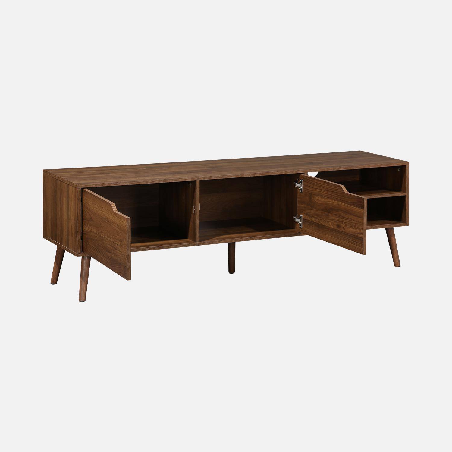 Mueble TV, decoración madera nogal, 2 puertas, 1 estante, 160cm Photo6