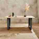 Table intérieur / extérieur en bois 180cm, 6 places, bois d'acacia et structure en acier noir Photo1