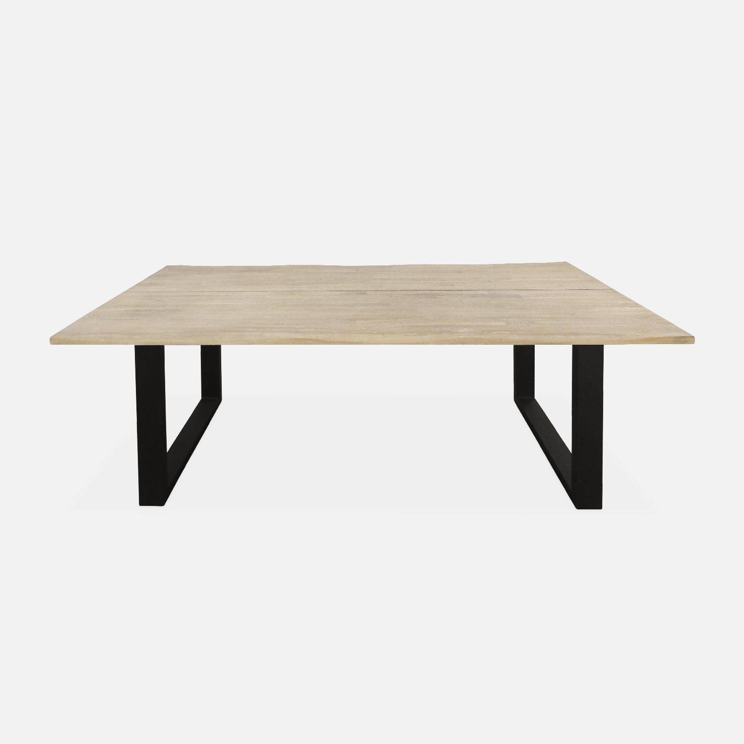 Table intérieur / extérieur en bois 180cm, 6 places, bois d'acacia et structure en acier noir Photo5