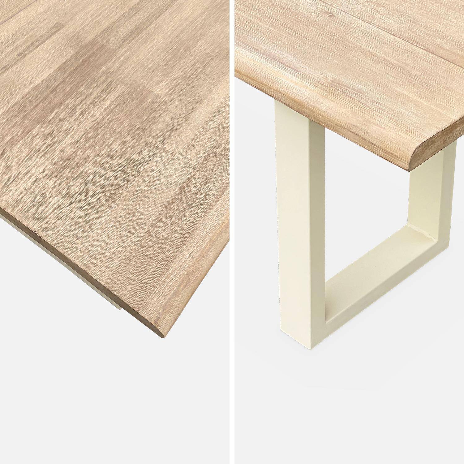 Table intérieur / extérieur en bois 180cm, 6 places, bois d'acacia et structure en acier ivoire Photo6