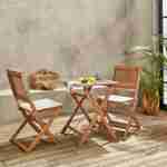Table de jardin bistrot cannage carré 2 places, acacia FSC bois brossé clair, 1 table, 2 chaises 60x60x72 cm Photo6