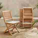 Table de jardin bistrot cannage carré 2 places, acacia FSC bois brossé clair, 1 table, 2 chaises 60x60x72 cm Photo3