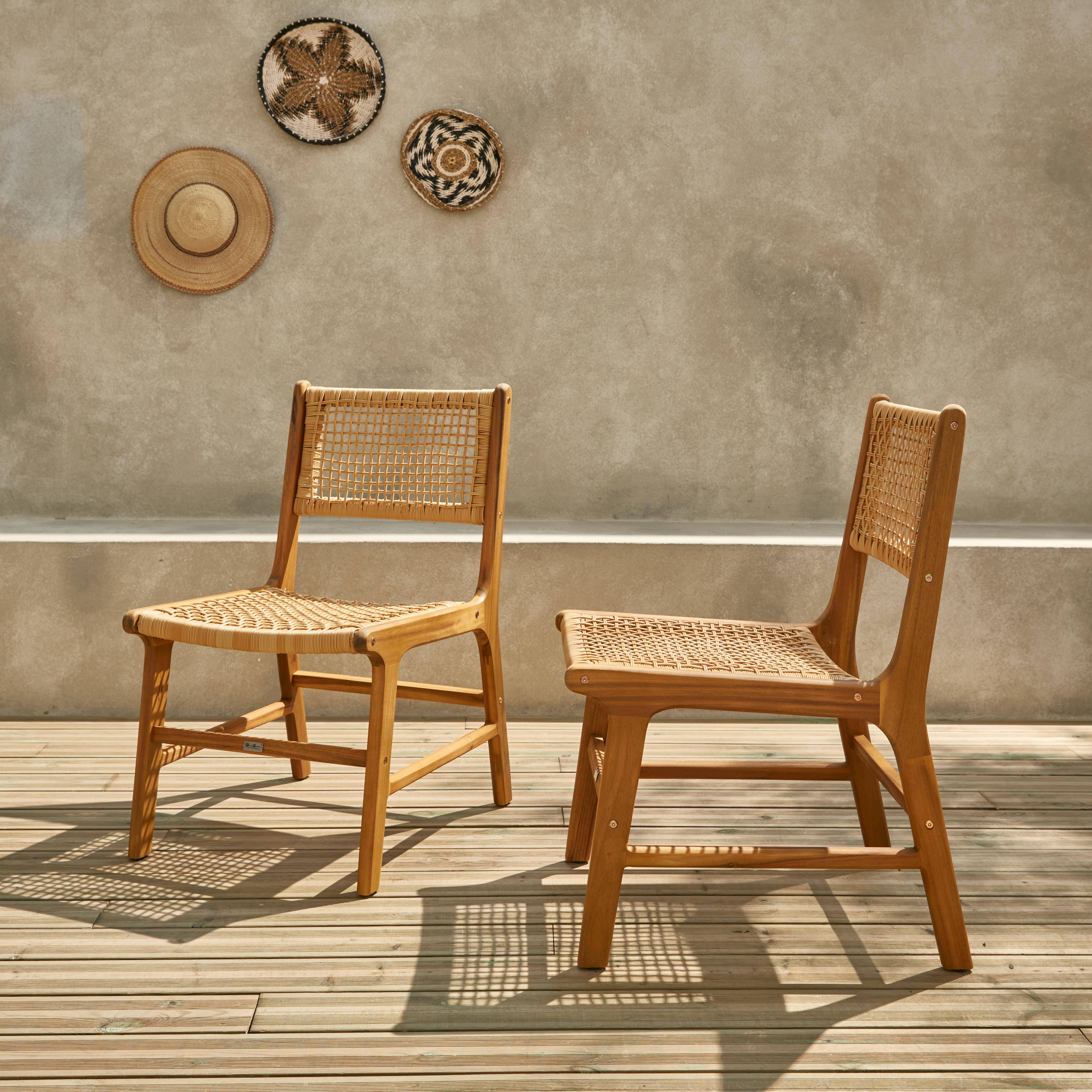 Lote de 2 sillas de jardín Ocara, caña y madera Photo2