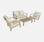 Salon de jardin en bois 4 places - Ushuaïa - Coussins beiges, canapé, fauteuils et table basse en acacia, design