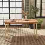Table de jardin bois d'acacia et acier galvanisé MARINGA, ivoire, L150 x P90 x H76cm  Photo1