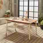 Table de jardin bois d'acacia et acier galvanisé MARINGA, ivoire, L150 x P90 x H76cm  Photo2
