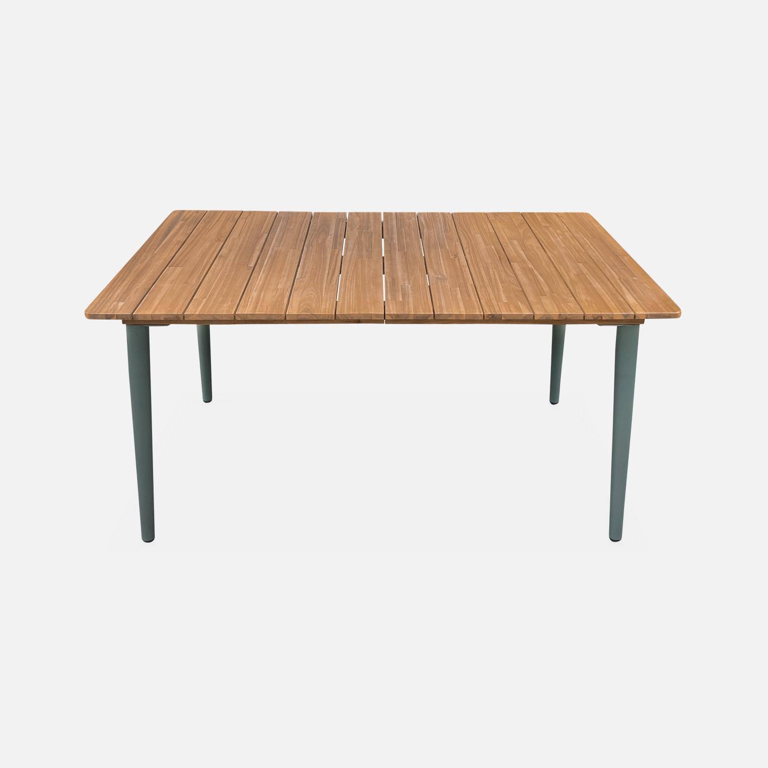 Table de jardin bois d'acacia et acier galvanisé MARINGA, savane,  L200 x P90 x H76cm Photo5