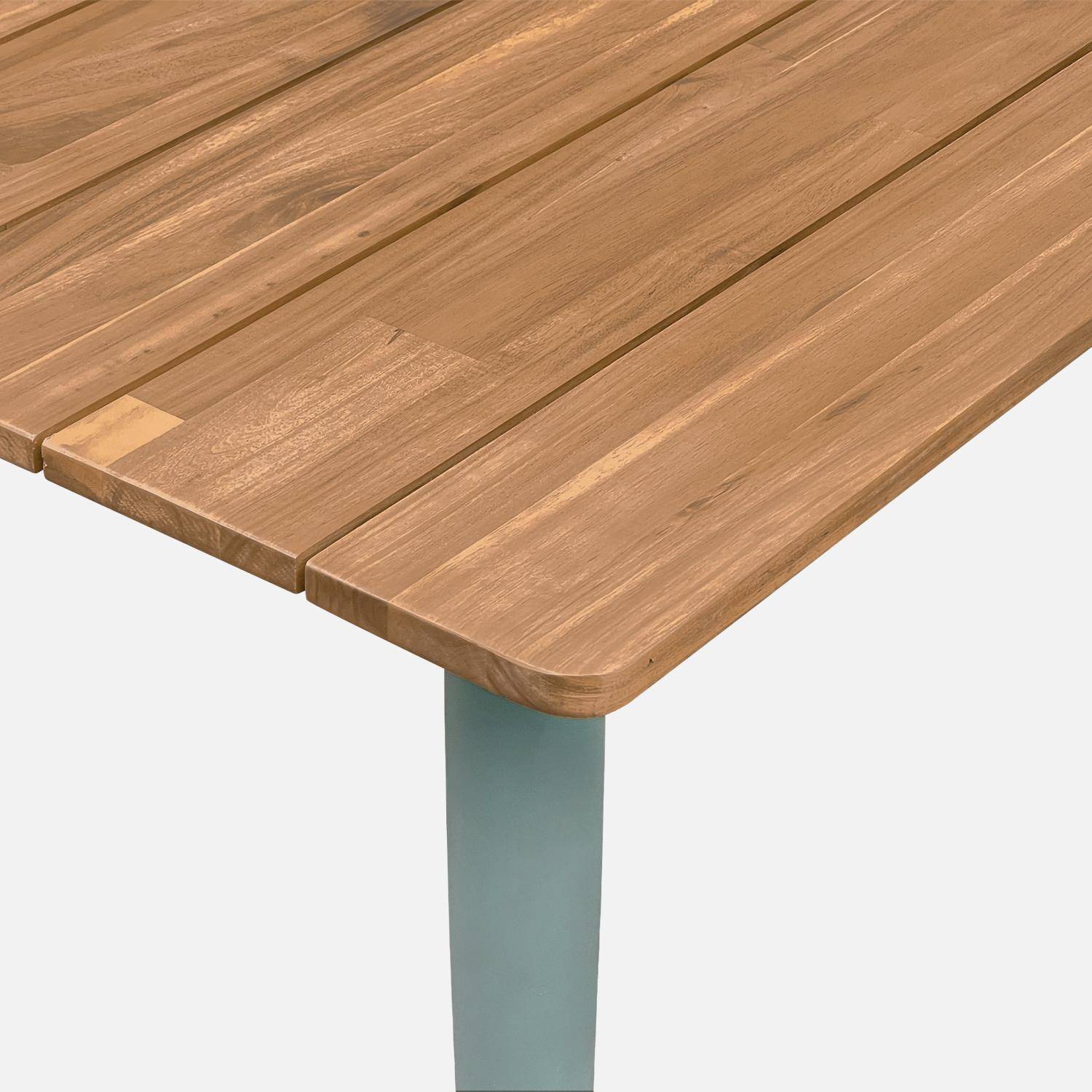Table de jardin bois d'acacia et acier galvanisé MARINGA, savane,  L200 x P90 x H76cm Photo6