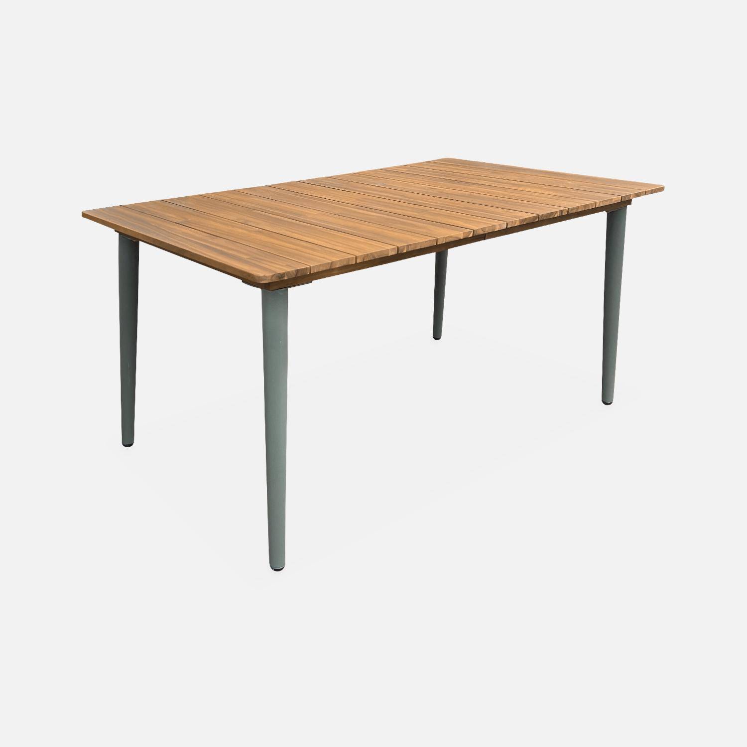 Table de jardin bois d'acacia et acier galvanisé MARINGA, savane,  L200 x P90 x H76cm,sweeek,Photo3