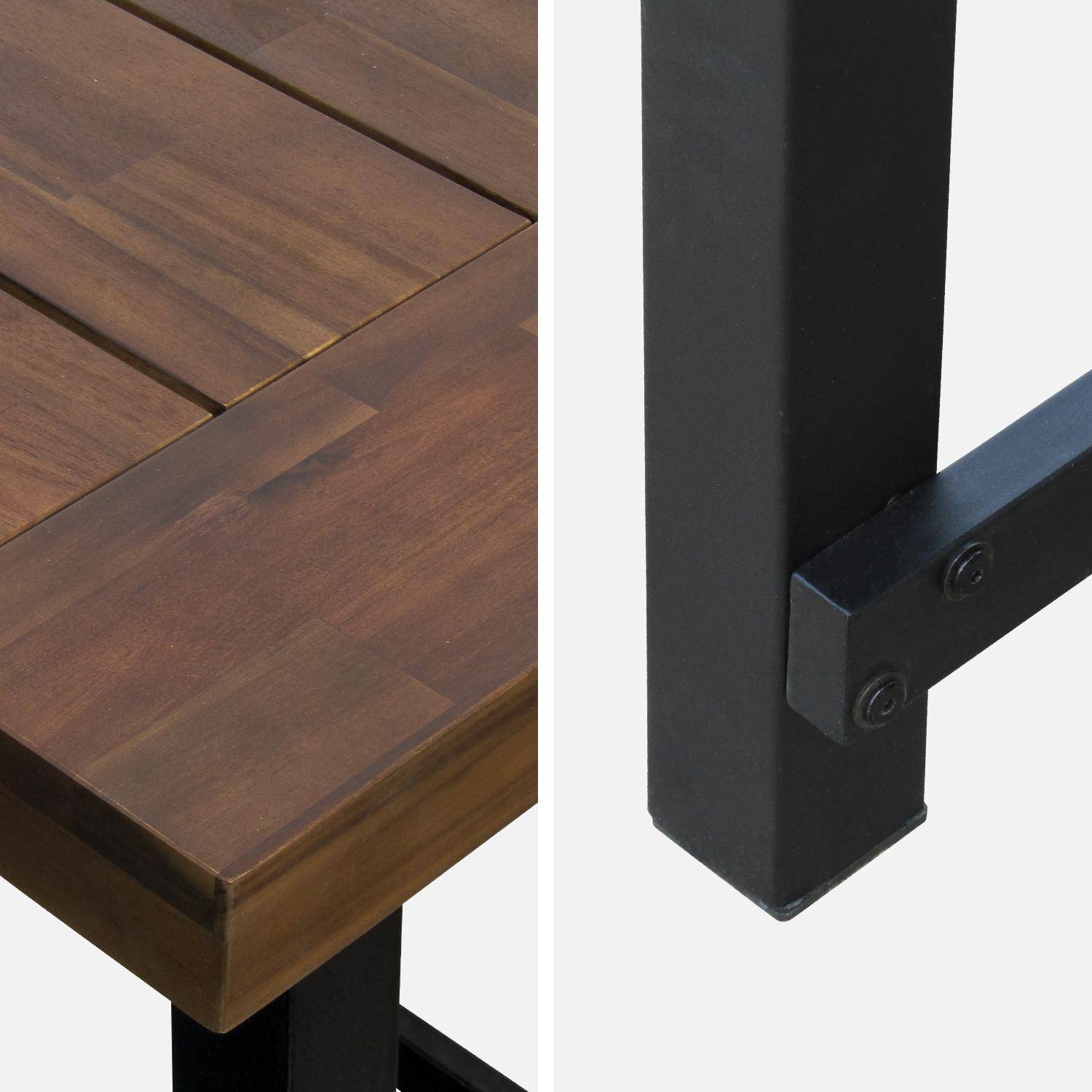 Tavolo da interno/esterno in legno scuro, effetto noce e acciaio zincato nero, Fortaleza 190cm, 6-8 posti a sedere,sweeek,Photo5