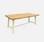 Mesa em madeira clara, efeito teca e aço branco  | sweeek