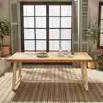 Mesa de interior/exterior en madera clara, efecto teca y acero galvanizado blanco, Fortaleza A190 x P91,5 x Alt76cm 6-8 plazas Photo1
