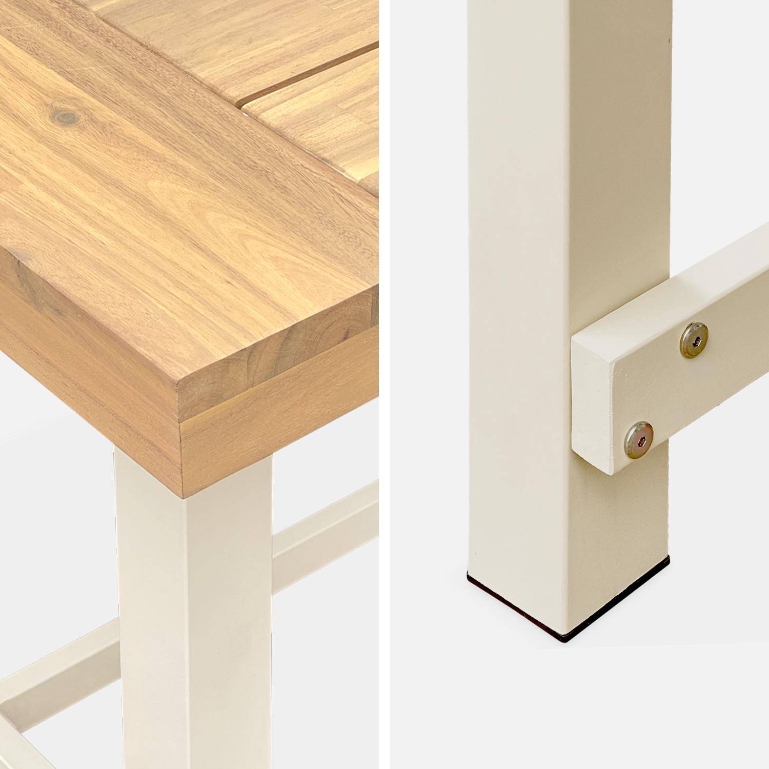 Table intérieur/extérieur en bois clair, effet teck et acier galvanisé ivoire, Fortaleza L190 x P91.5 x H76cm 6-8 places,sweeek,Photo5