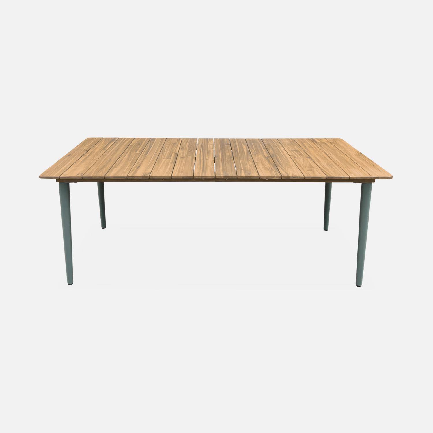 Table de jardin bois d'acacia et acier galvanisé MARINGA, savane,  8 places, L200 x P90 x H76cm Photo5