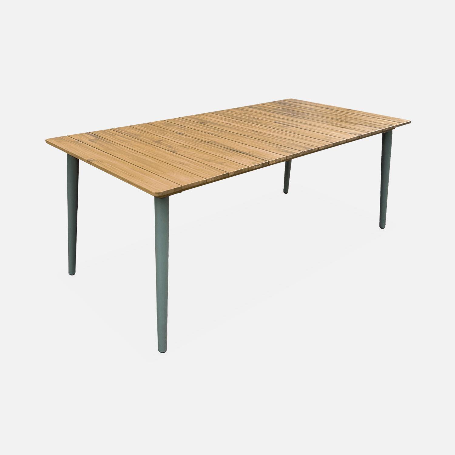 Table de jardin bois d'acacia et acier galvanisé MARINGA, savane,  8 places, L200 x P90 x H76cm Photo3