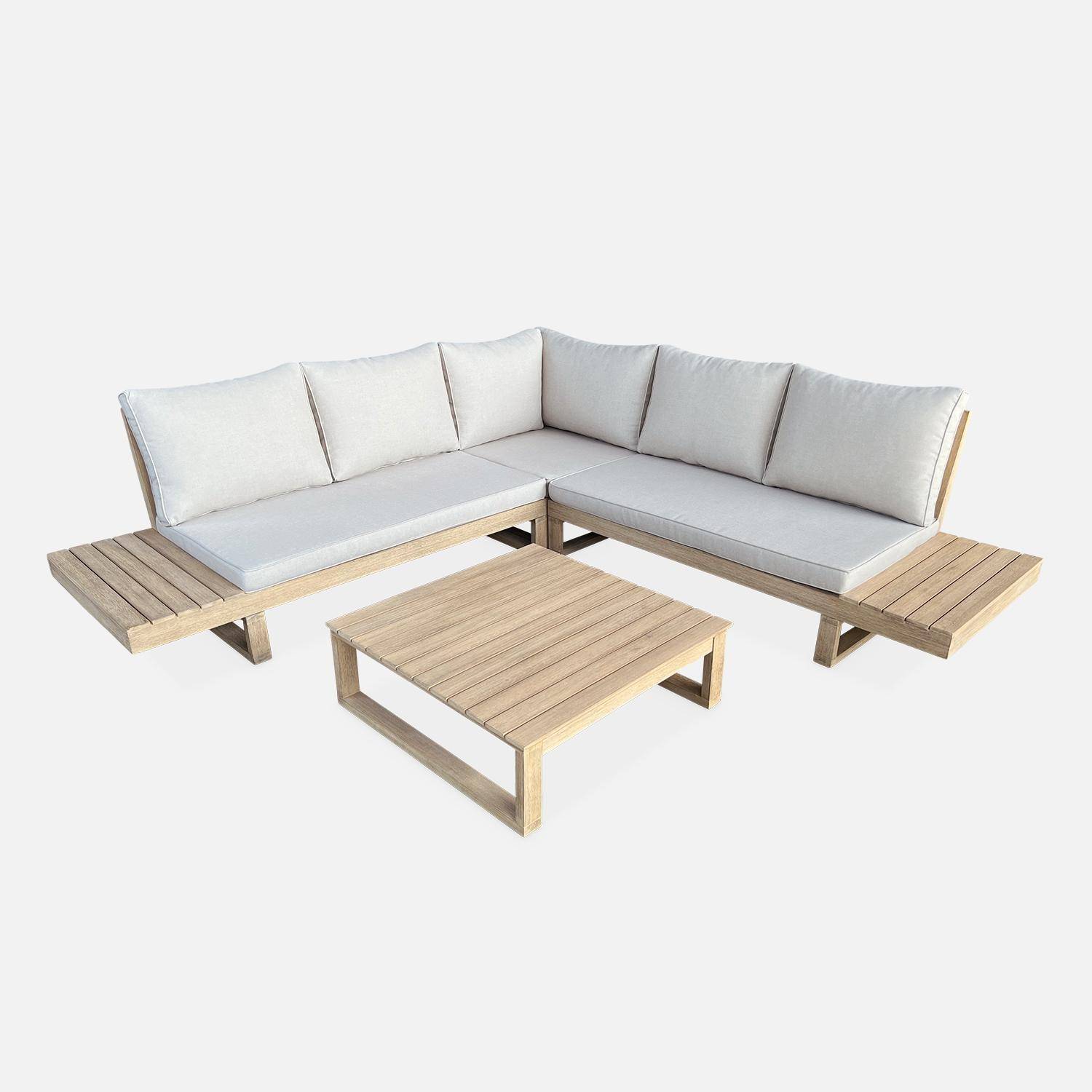 Salon de jardin, Havana, bois d'acacia, housse polyester, 5 places 158x72x68cm (22.6kg) Photo4