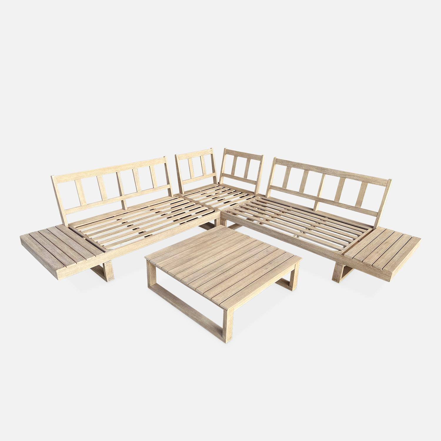 Salon de jardin, Havana, bois d'acacia, housse polyester, 5 places 158x72x68cm (22.6kg) Photo5