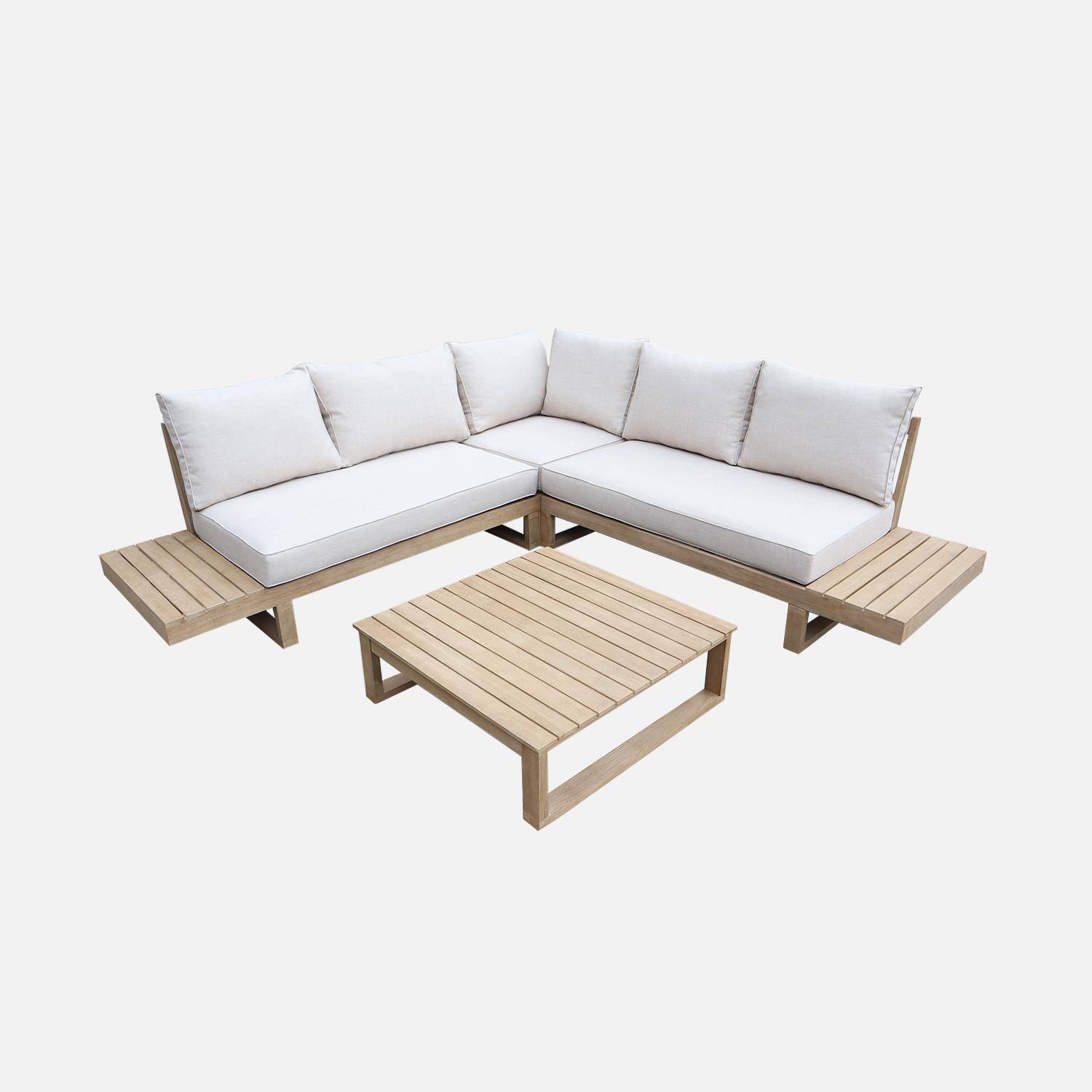 Salon de jardin, Havana, bois d'acacia, housse polyester, 5 places 158x72x68cm (22.6kg) Photo3