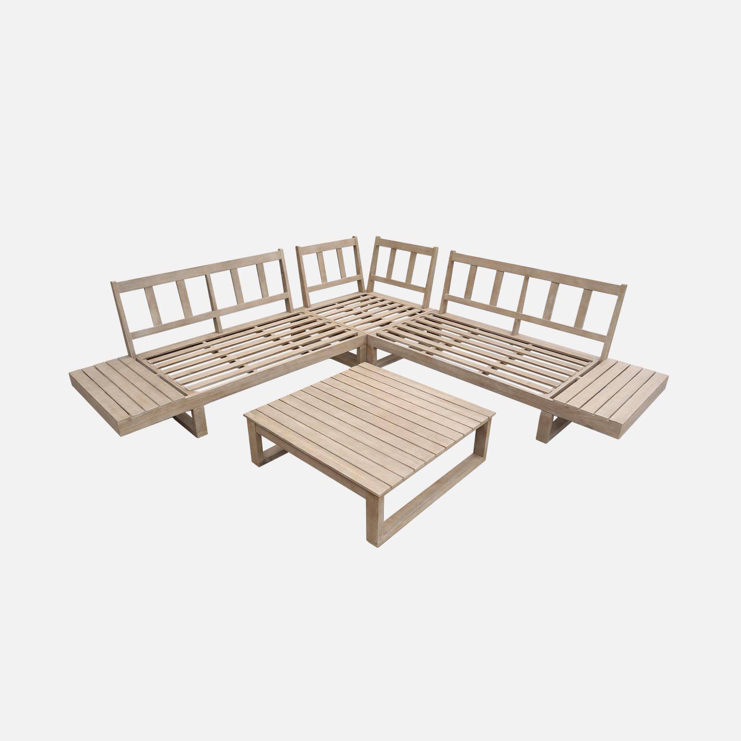 Salon de jardin, Havana, bois d'acacia, housse polyester, 5 places 158x72x68cm (22.6kg) Photo8
