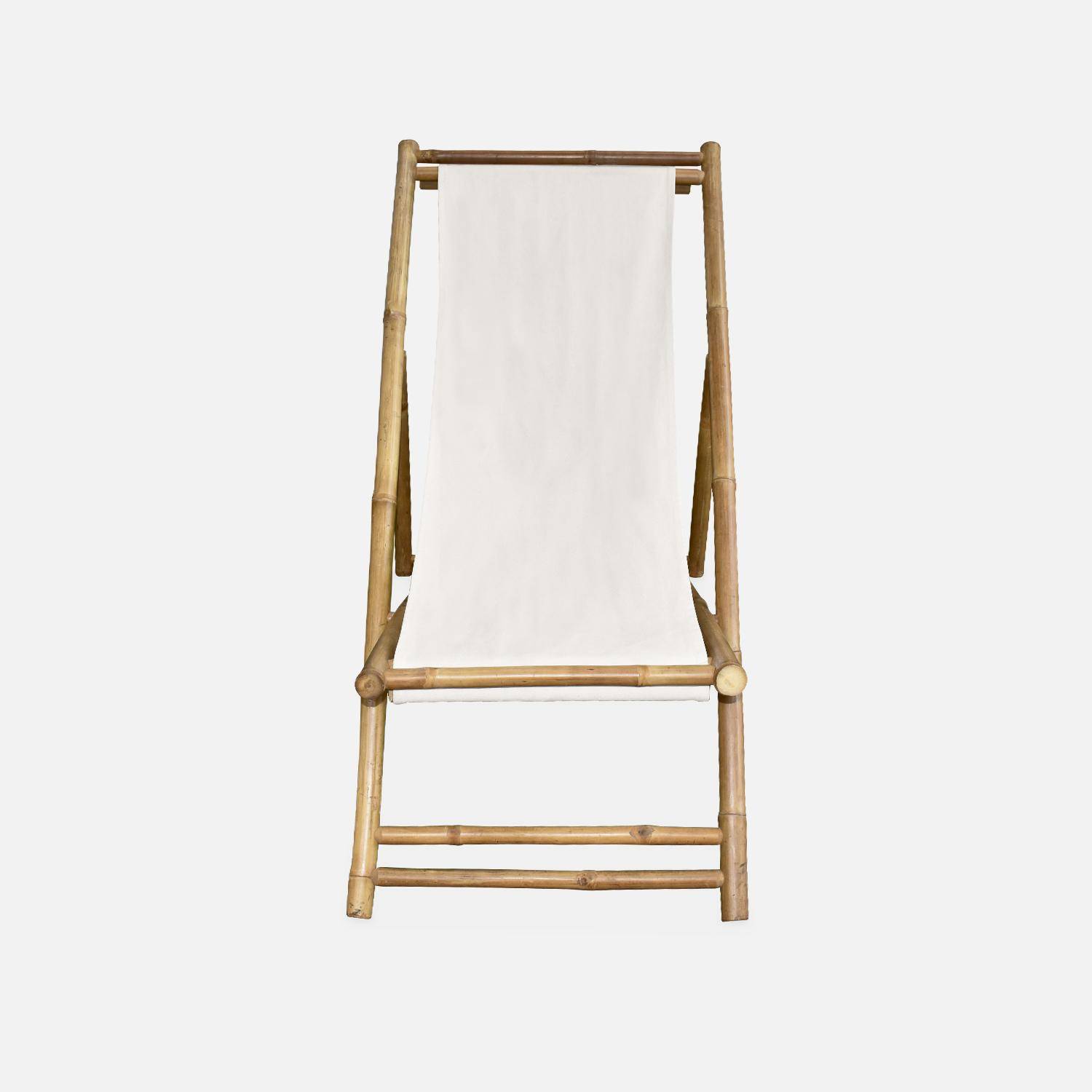 Strandstoel van bamboe, natuurlijk polyester en katoenen canvas, Davao B110 x D60 x H94cm Photo4