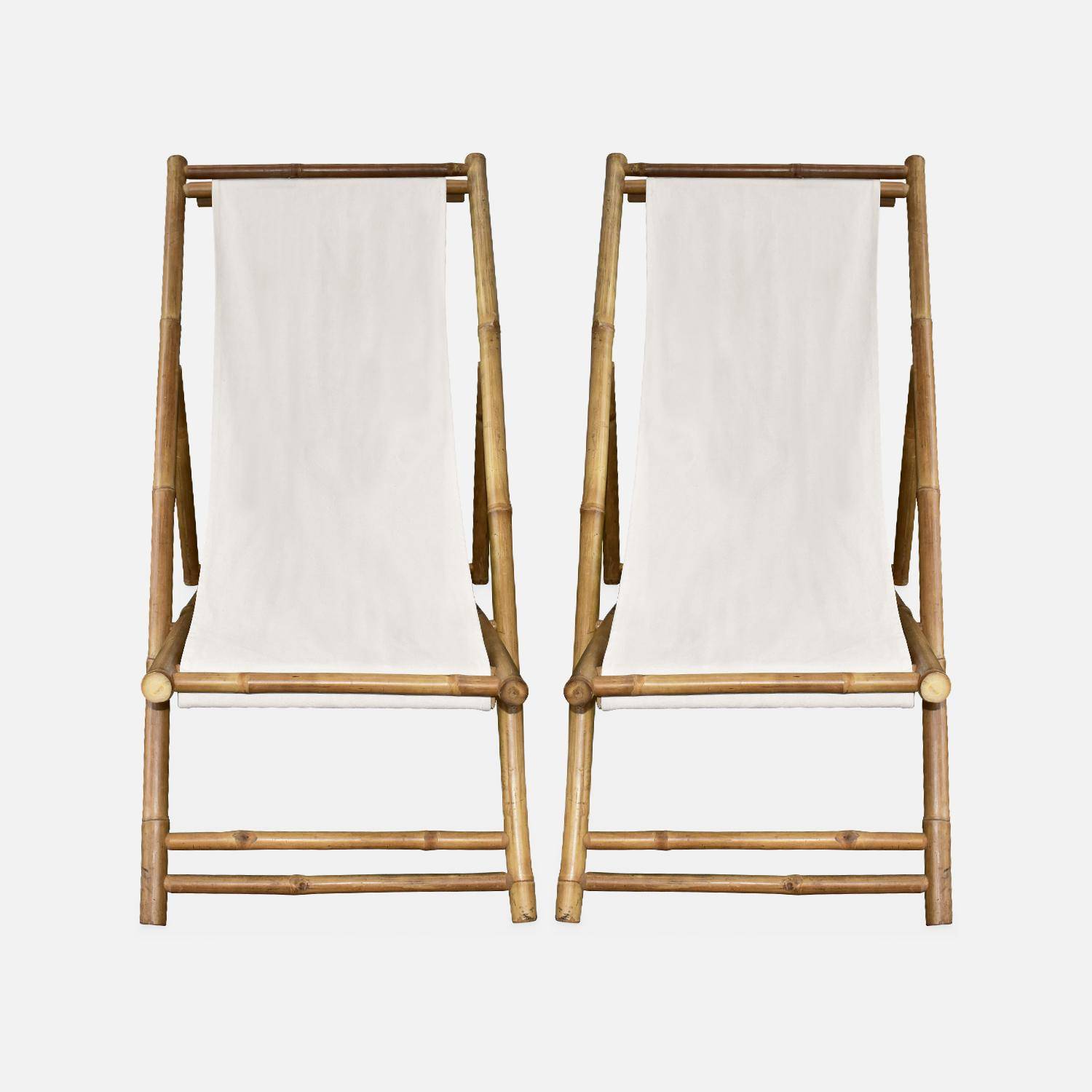 2er Set Bambus-Liegesthle - Stoff naturfarben | sweeek