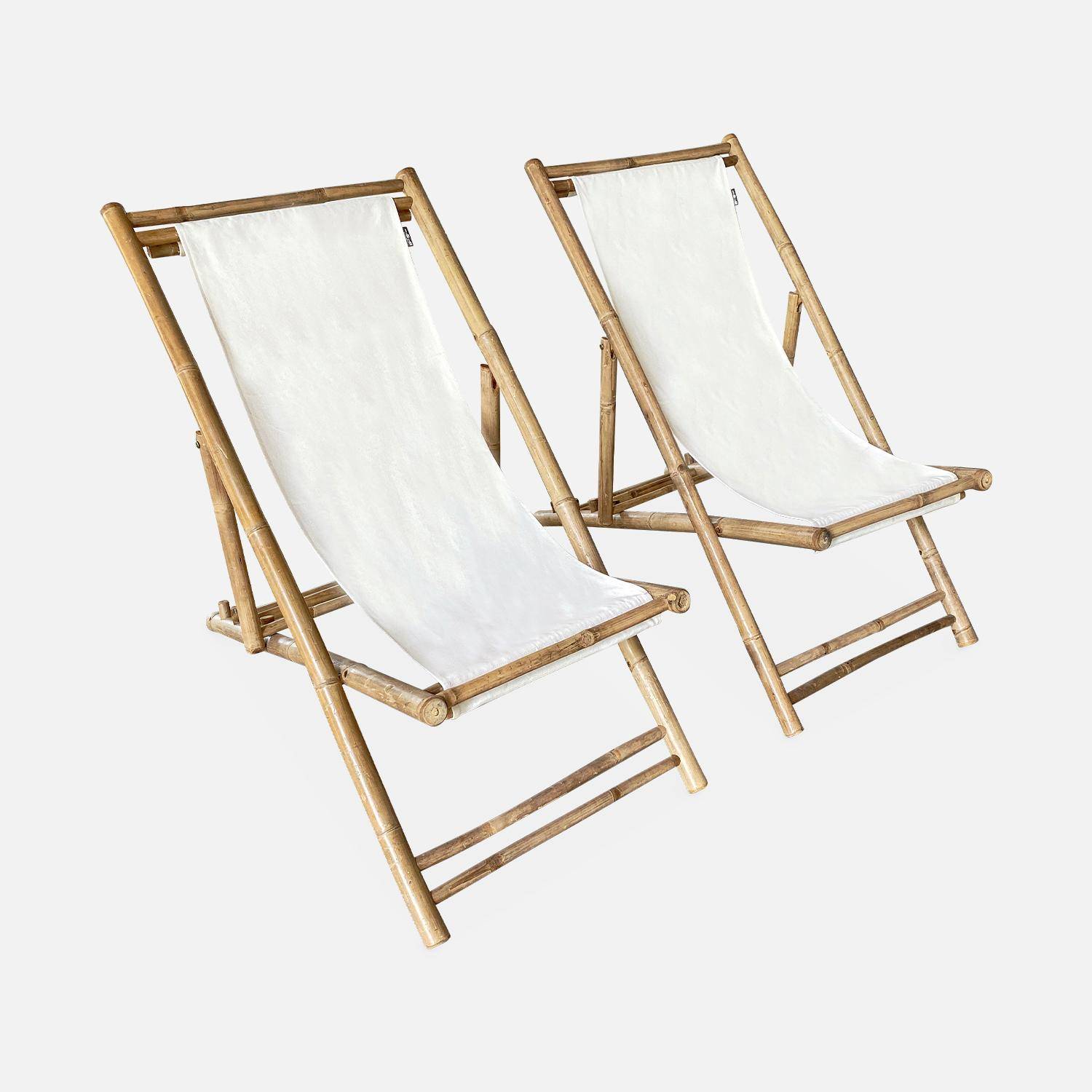 2er Set Bambus-Liegesthle - Stoff naturfarben | sweeek