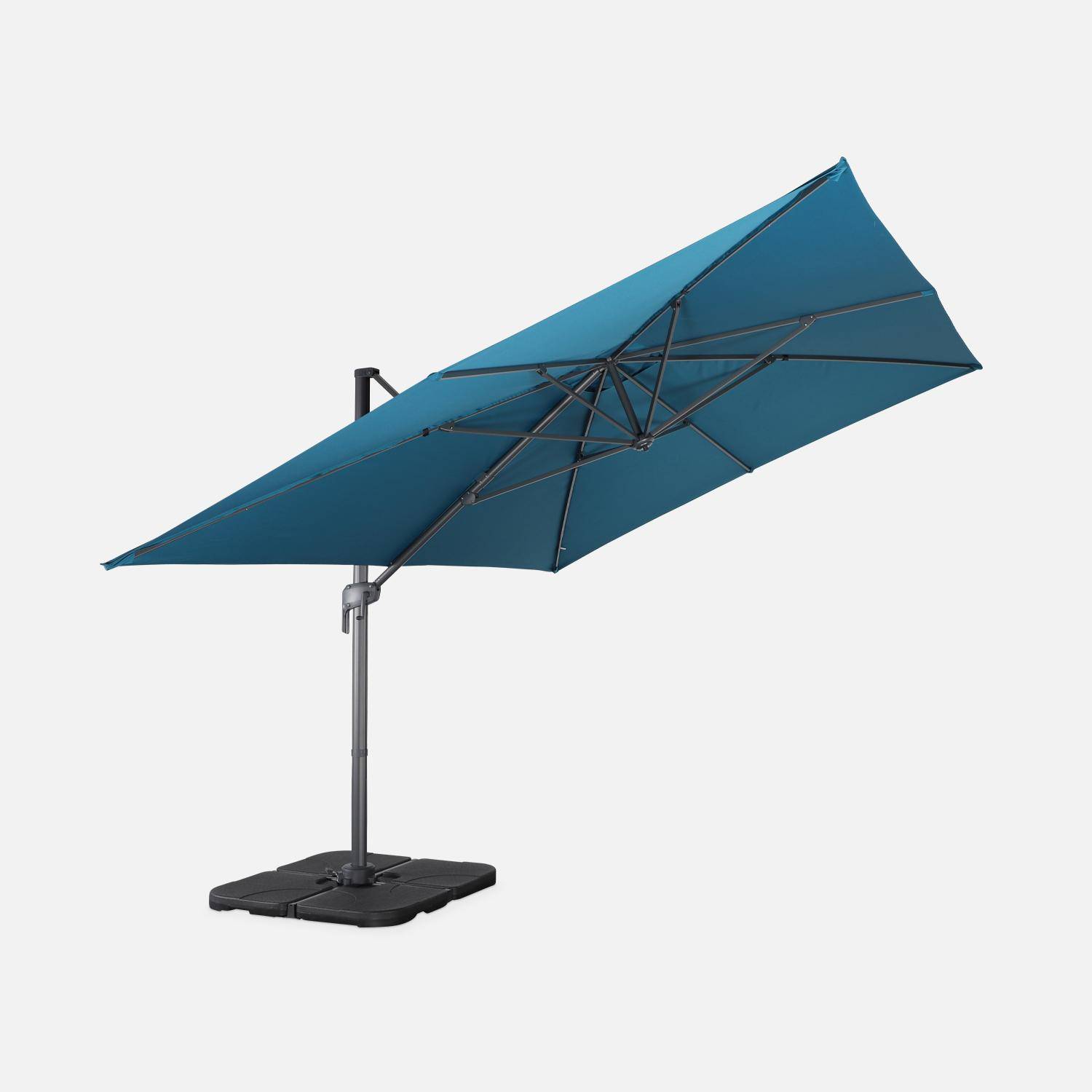 Rechthoekige parasol 3 x 4 m - Antibes - groenblauw-  Offset parasol, kantelbaar, opvouwbaar en 360° draaibaar.,sweeek,Photo3