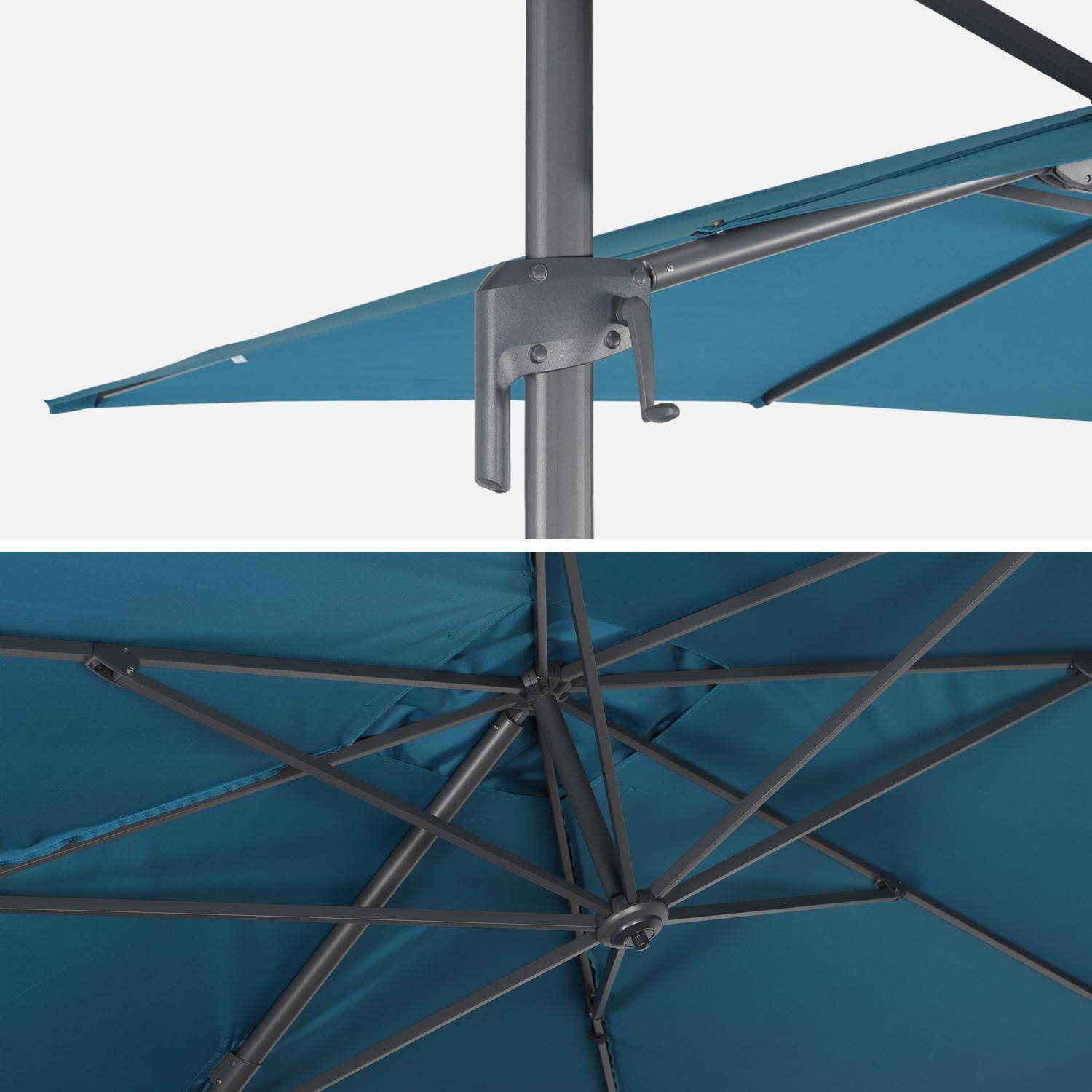 Rechthoekige parasol 3 x 4 m - Antibes - groenblauw-  Offset parasol, kantelbaar, opvouwbaar en 360° draaibaar.,sweeek,Photo5
