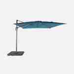 Parasol déporté rectangulaire 3 x 4 m – Antibes – bleu canard – parasol déporté, inclinable, rabattable et rotatif à 360° Photo2