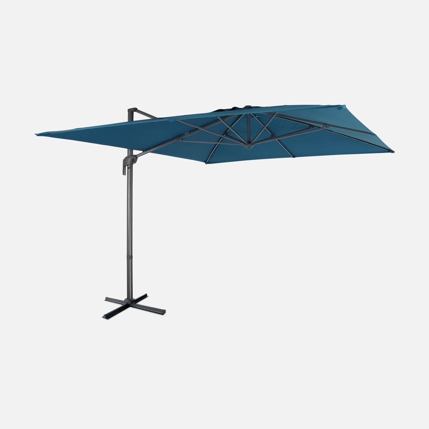 Rechthoekige parasol 3 x 4 m - Antibes - groenblauw-  Offset parasol, kantelbaar, opvouwbaar en 360° draaibaar. Photo3