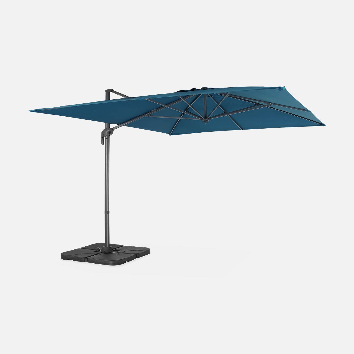 Rechthoekige parasol 3 x 4 m - Antibes - groenblauw-  Offset parasol, kantelbaar, opvouwbaar en 360° draaibaar. Photo4